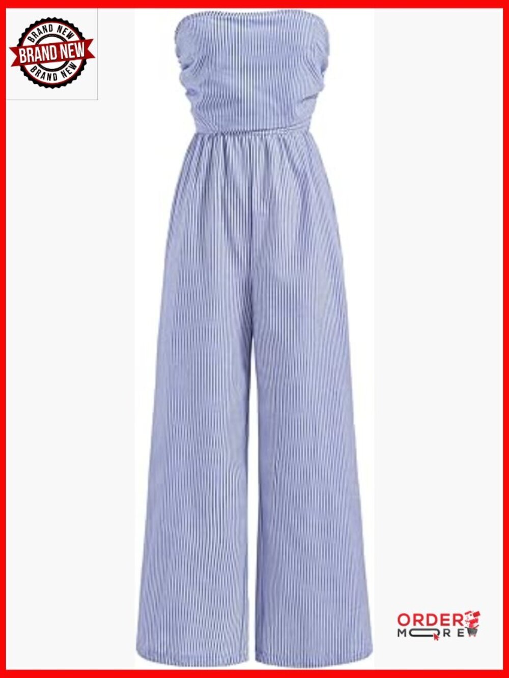 Striped Ruched Tube Top Wide Leg Romper Jumpsuit Going Out